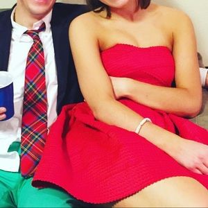 Red bandage strapless dress